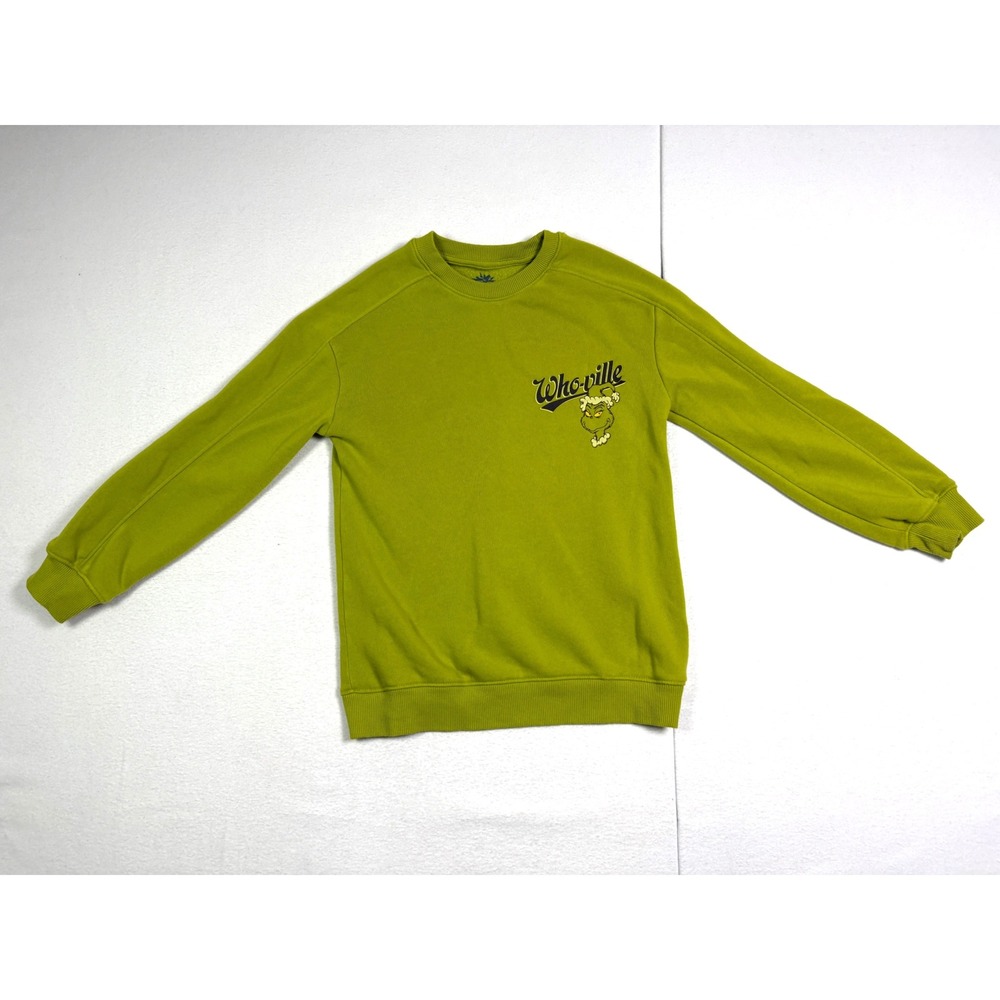 Hybrid Apparel Kids The Grinch Whoville Graphic Crewneck Sweatshirt Green Medium